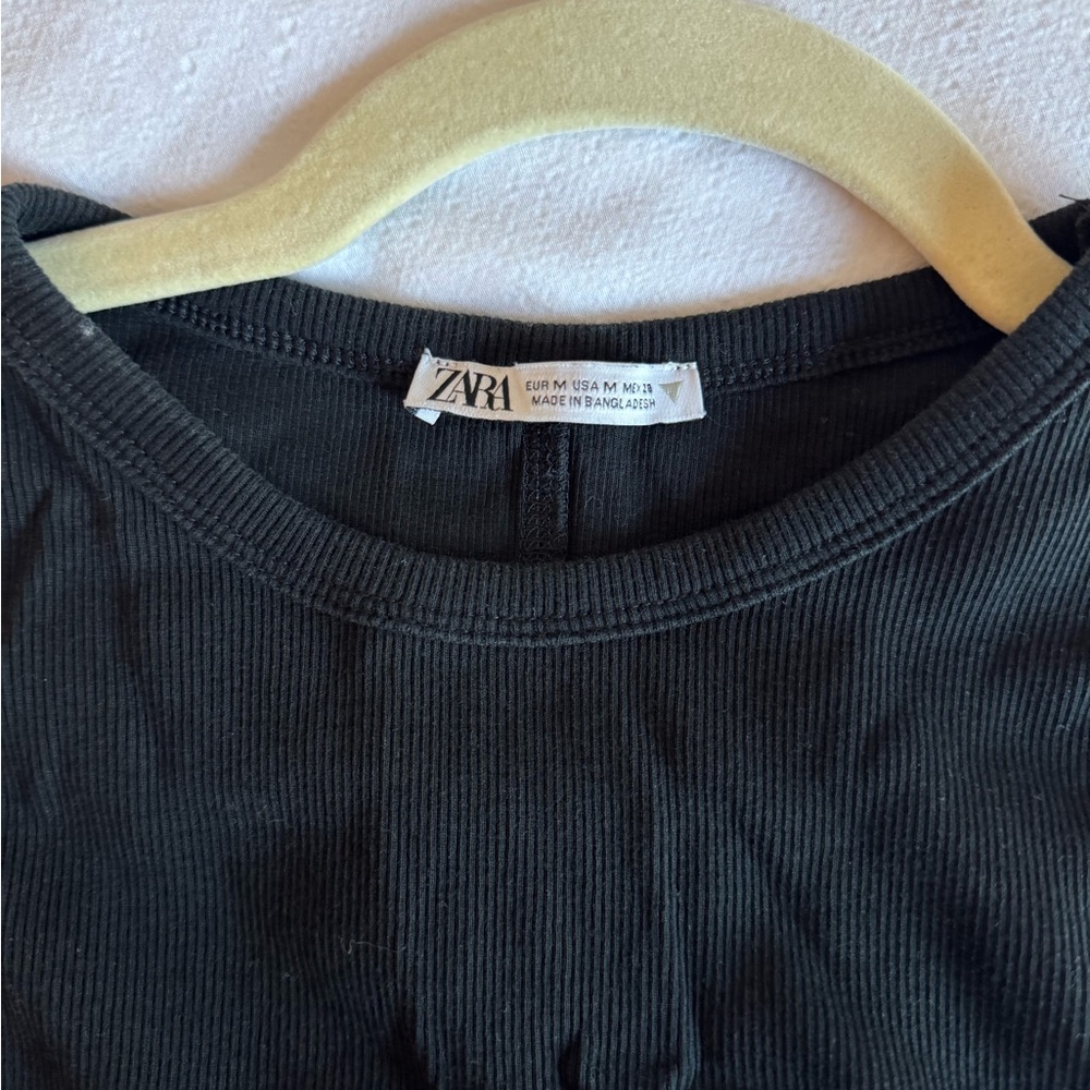 Zara Charcoal Ribbed Knit Top